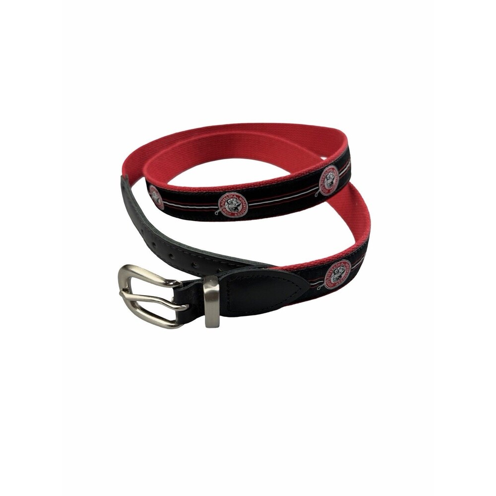 YRI Nebraska Golf Association Belt Red Black Ribbon Leather Men's Sz 50 / 125 US